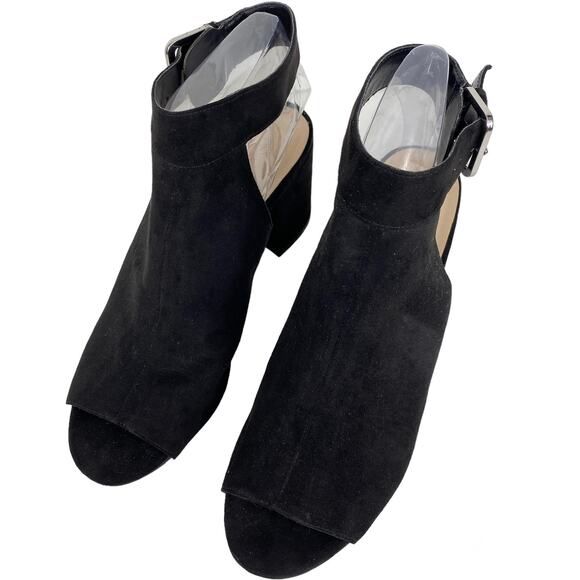 Nine West Jomei Sandals Open Toe High Heel Black Faux Suede Womens 9M - Picture 5 of 11